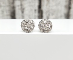 14K Diamond Cluster Stud Earrings w/ Friction Backs