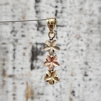 14K TriColor 3 Flower Pendant 